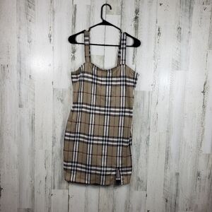 Rue21 tan, white plaid tank top summer dress women's size XL